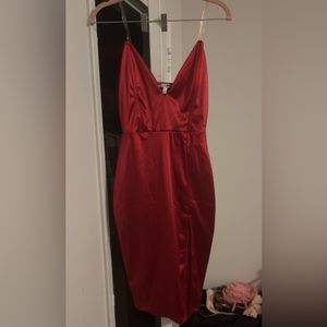 Fashion Nova Faux Silk Red Dress